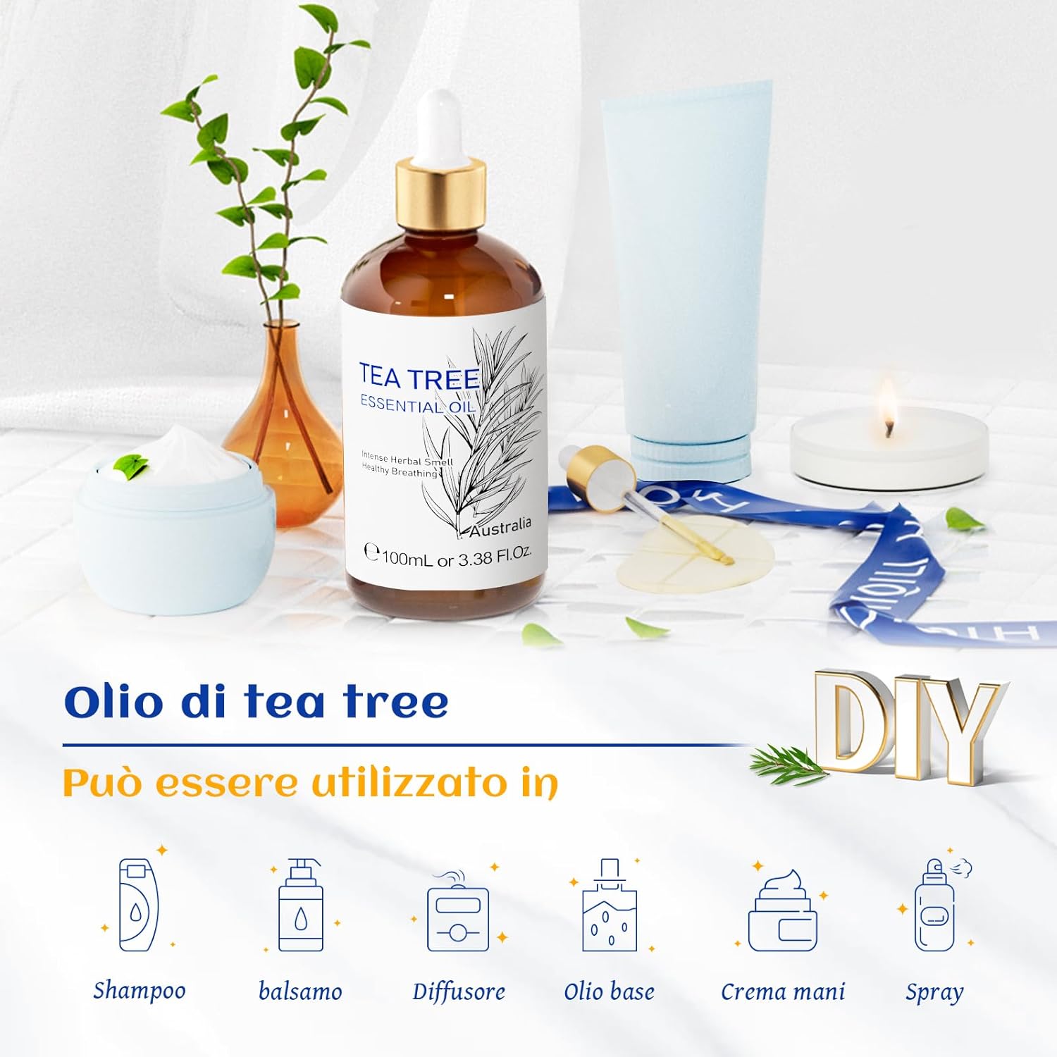 Hiqili Olio Essenziale Tea Tree 100ML - 100% Naturale - immagine 5