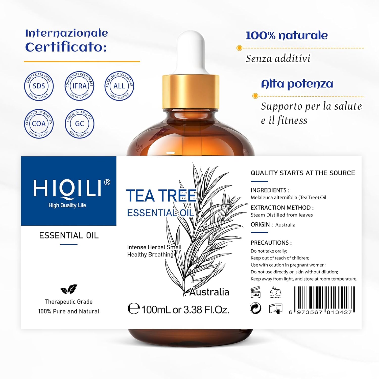 Hiqili Olio Essenziale Tea Tree 100ML - 100% Naturale - immagine 7