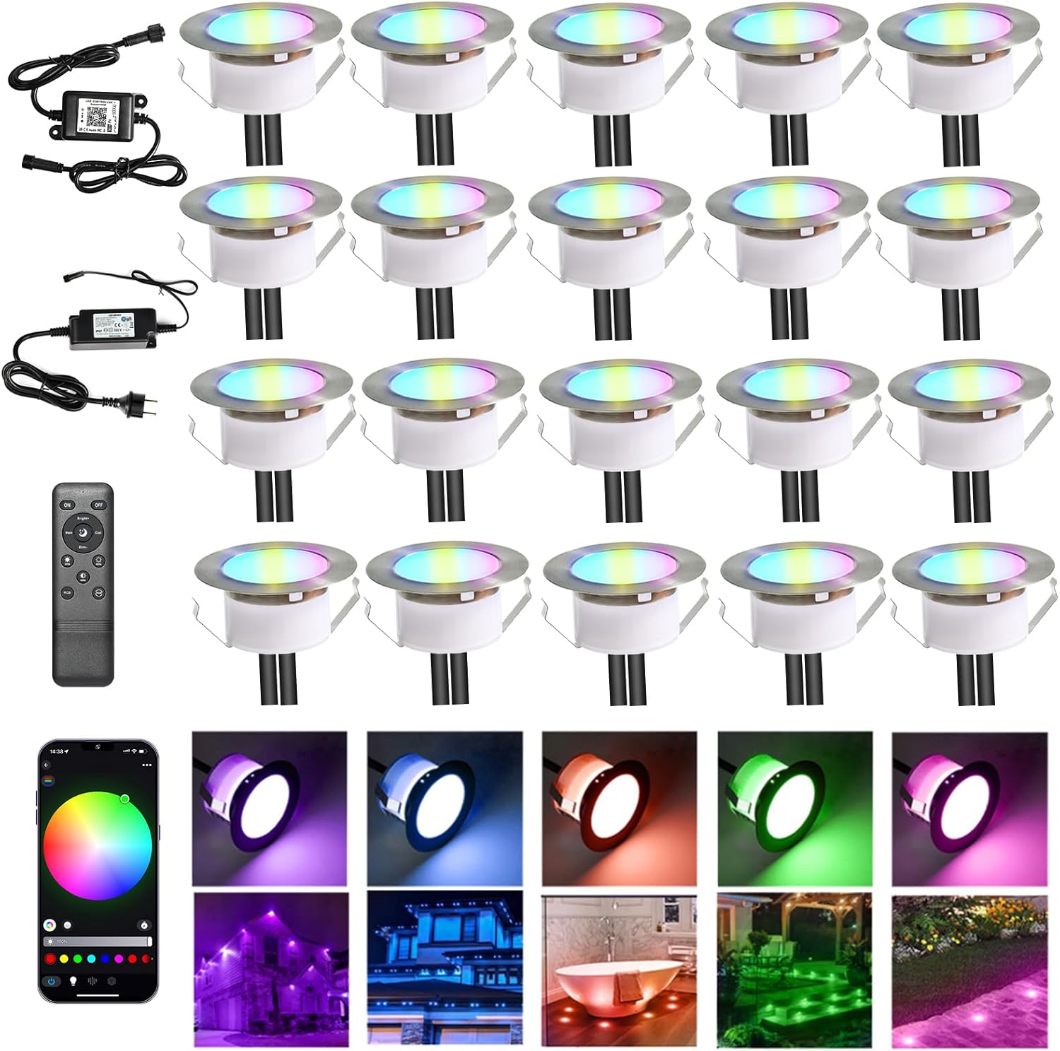 Indarun Lampada da Terra Spot RGBW IP67 Ø61mm