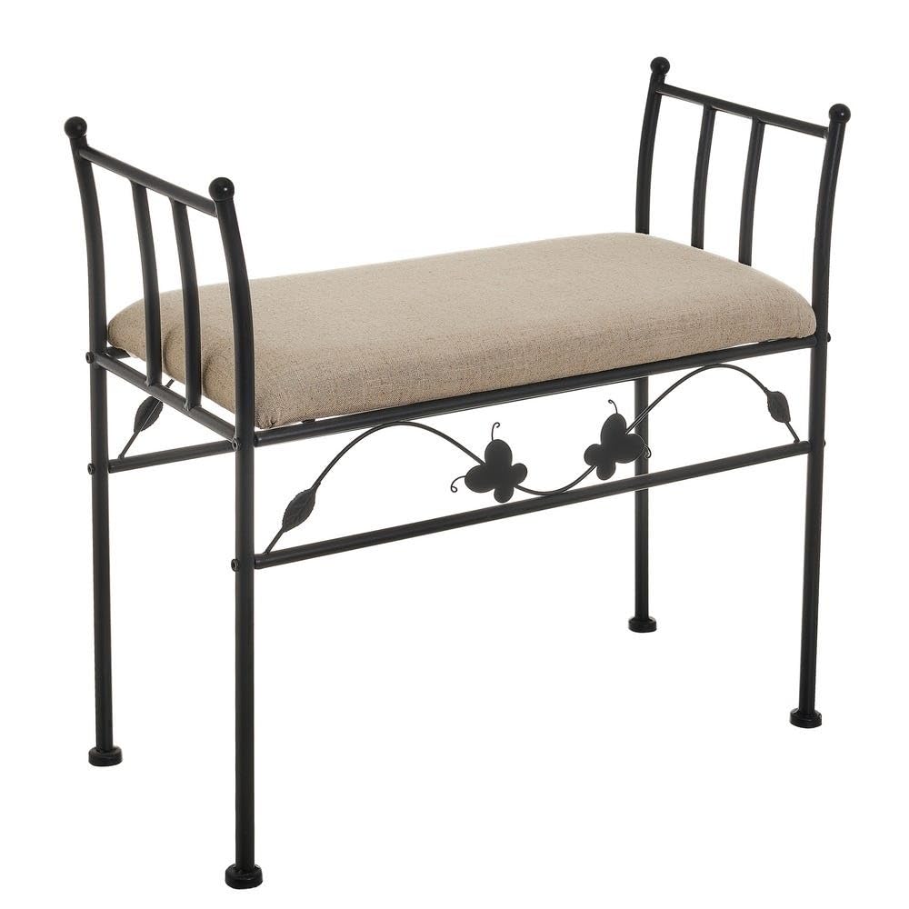 DRW Panchina scalzante in metallo nero 55x45x150 cm