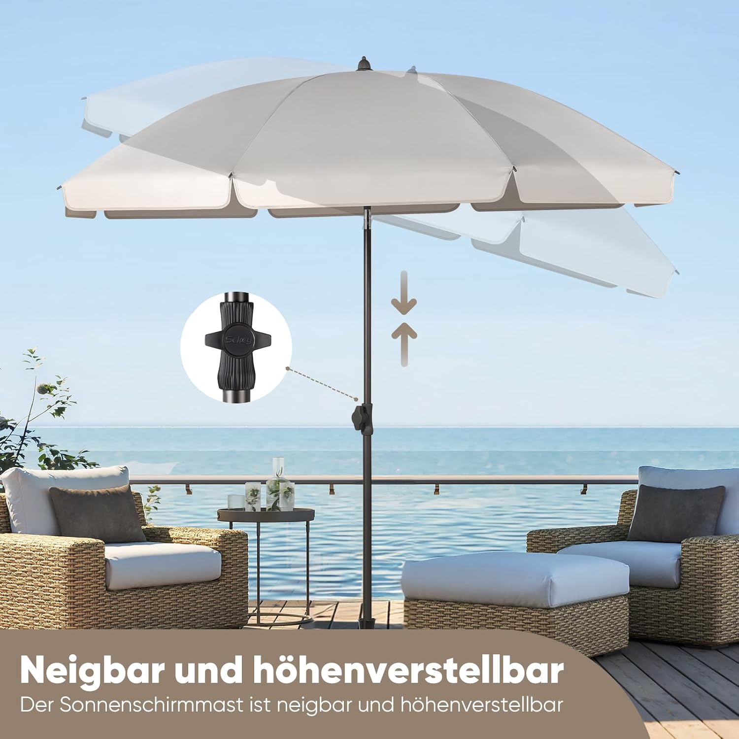 Sekey Ombrellone da Balcone 180cm UPF 50+ - immagine 4