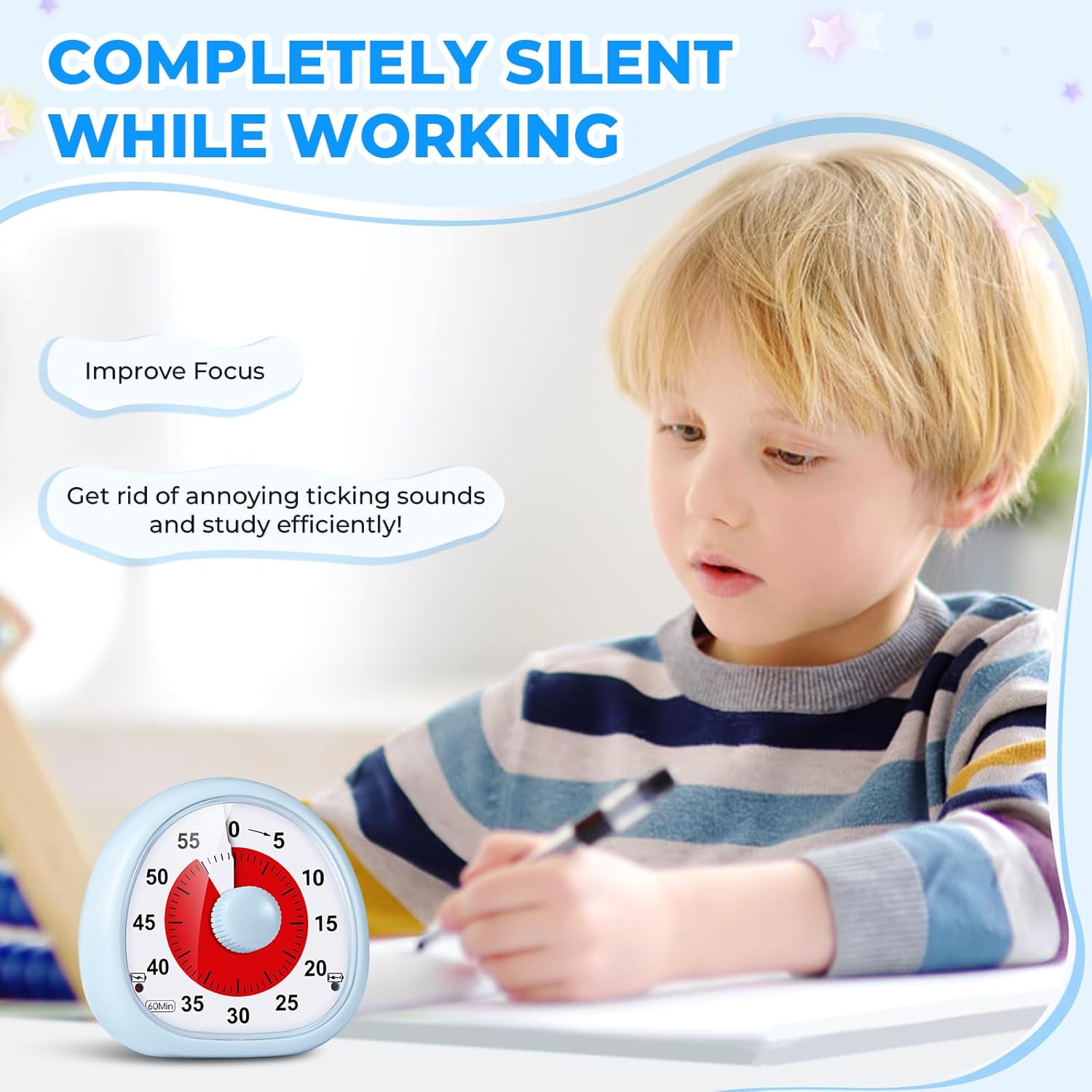 Diboniur Timer Visivo Bambini Ricaricabile, Blu - immagine 8