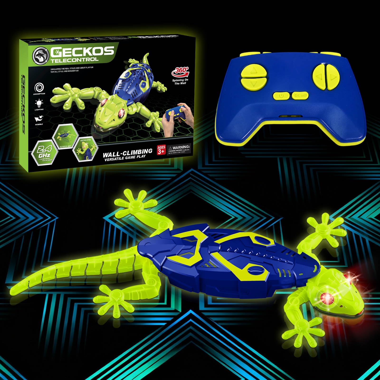 Geco Telecomandato Fluorescente al Buio Ricaricabile