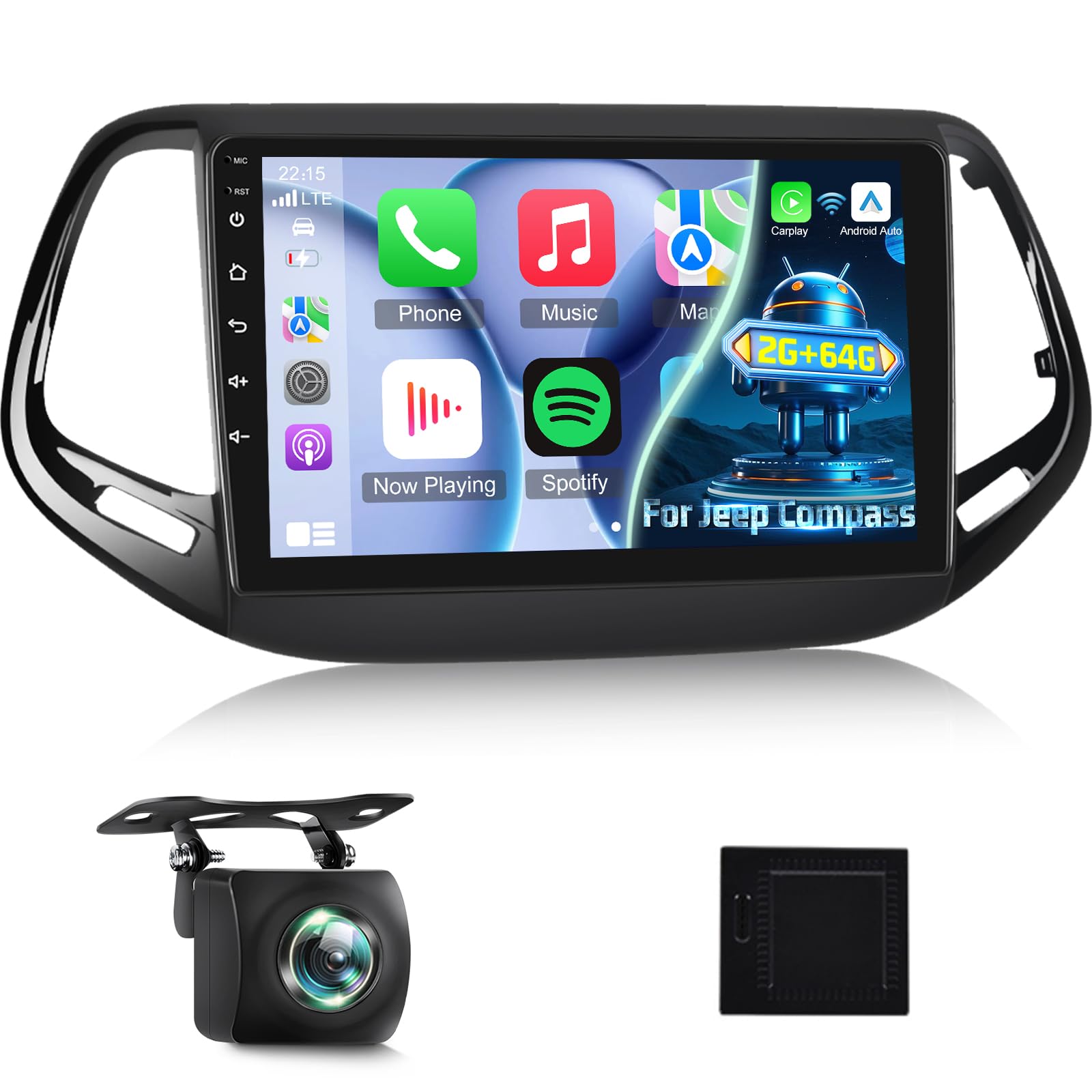 Nhopeew Autoradio 2+64G per Jeep Compass 2017-2021
