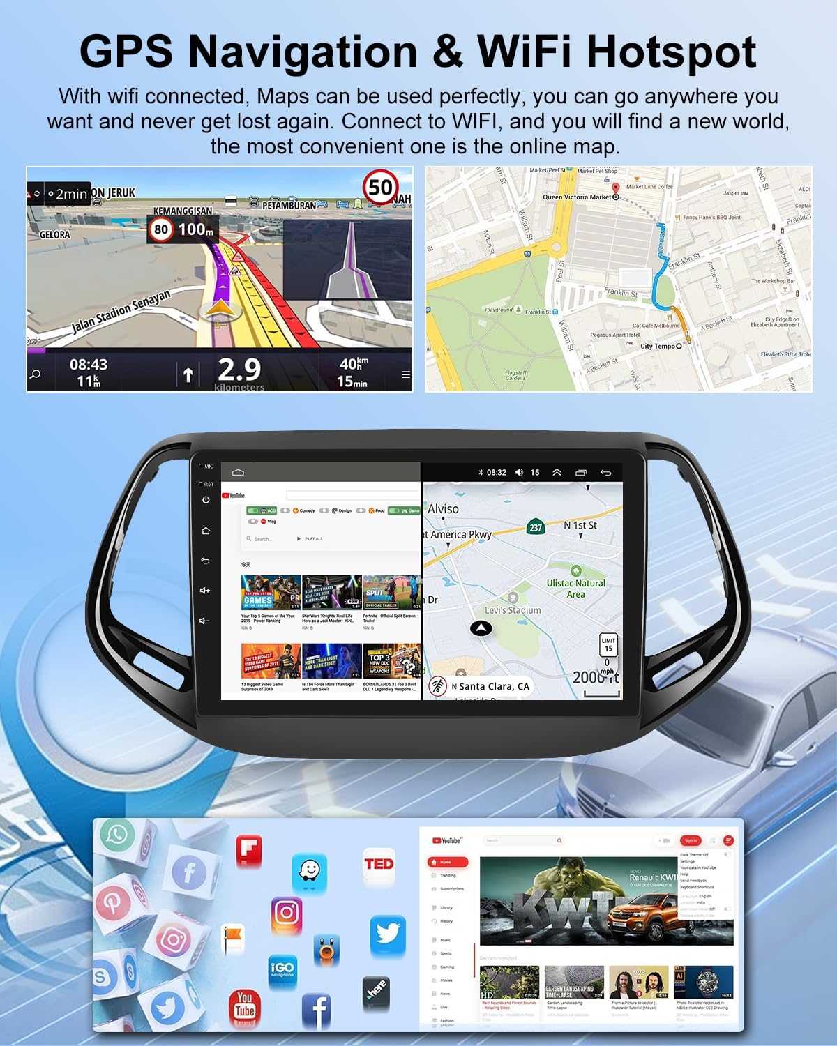 Nhopeew Autoradio 2+64G per Jeep Compass 2017-2021 - immagine 4