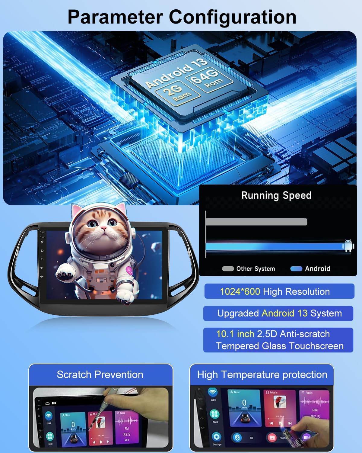 Nhopeew Autoradio 2+64G per Jeep Compass 2017-2021 - immagine 8