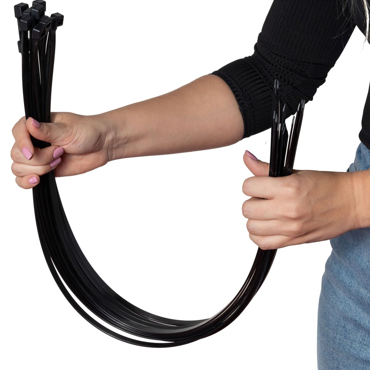 ERKO Fascette plastica nere 500 x 7,6 mm 100 pezzi di cablaggio professionali, resistente a UV, Resistente allatemperature, Resistenza alla rottura 55 kg, Molto forte