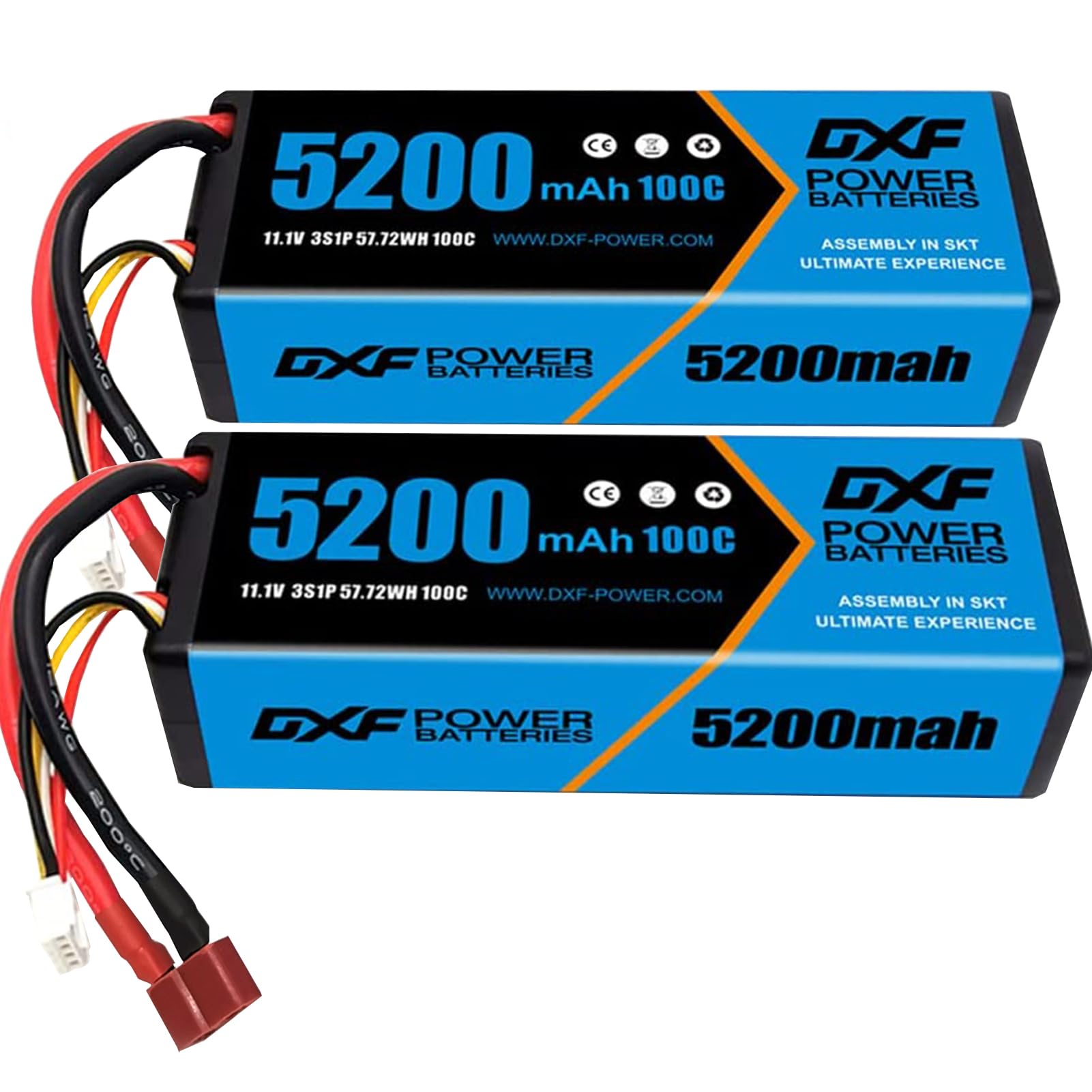 Dxf 2x Batterie Lipo 5200mAh 11.1V 100C con Spina Deans