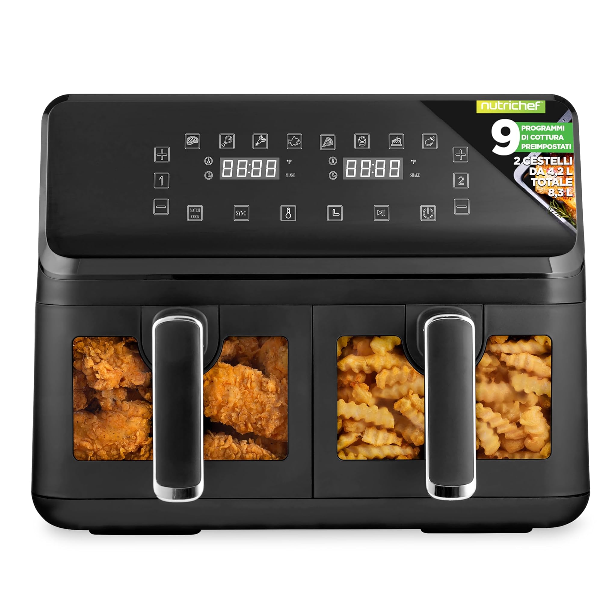 NutriChef Friggitrice ad Aria Doppia 8,4L 1700W