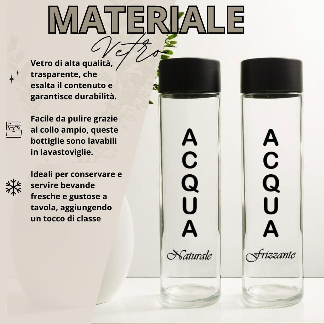 Brandprint - Set 4 Bottiglie Vetro Cilindro 750ml - immagine 3
