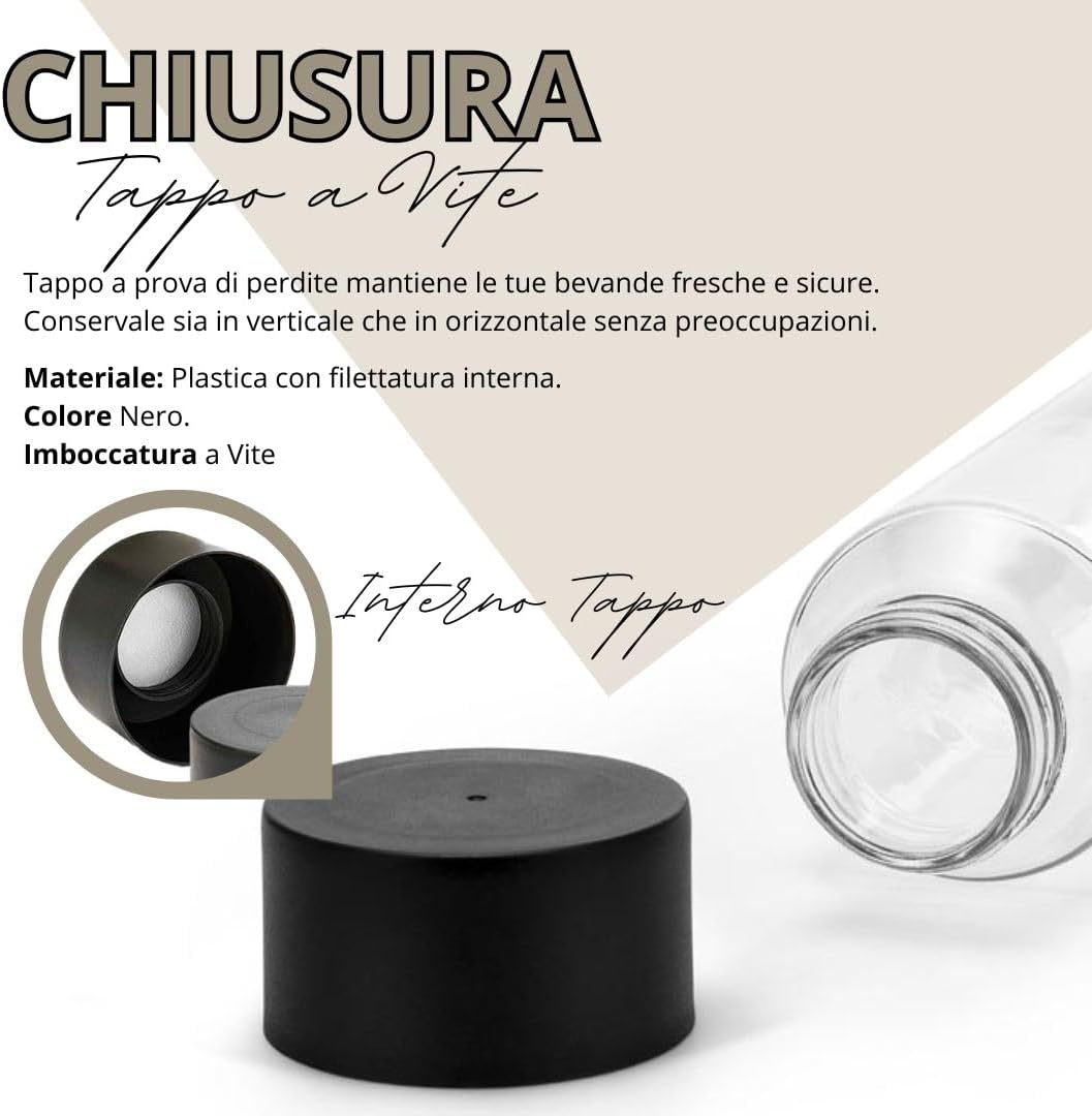 Brandprint - Set 4 Bottiglie Vetro Cilindro 750ml - immagine 4