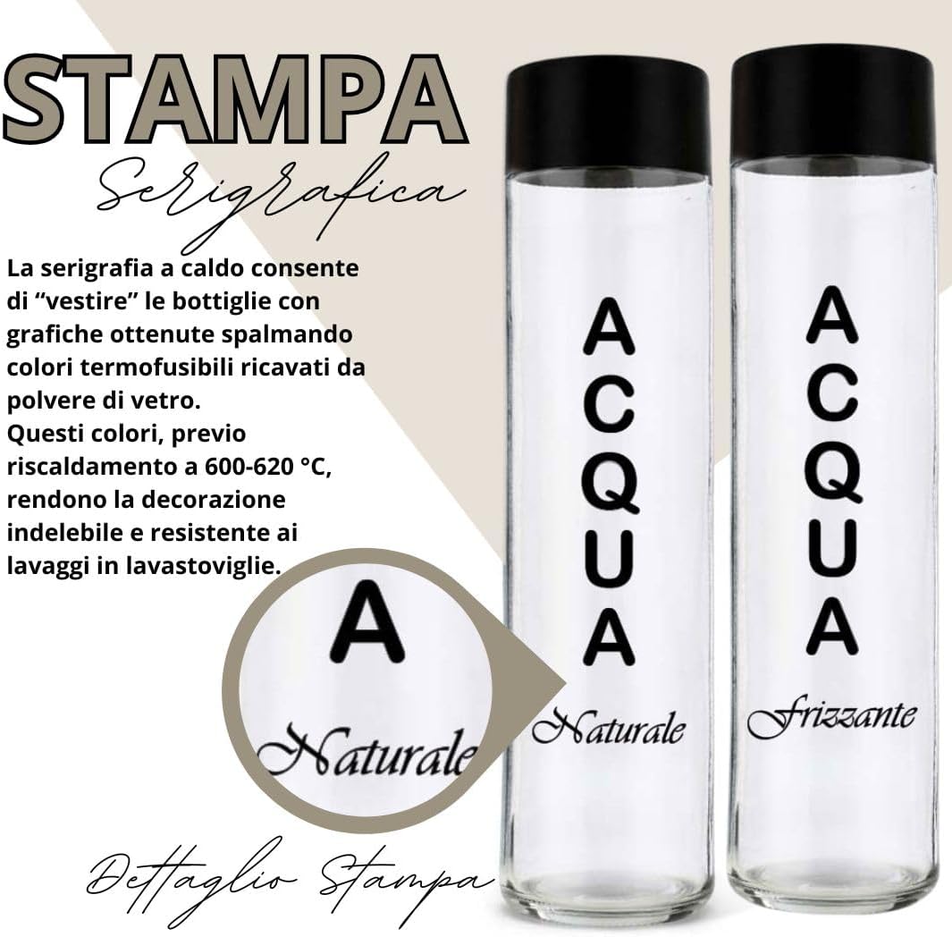 Brandprint - Set 4 Bottiglie Vetro Cilindro 750ml - immagine 5