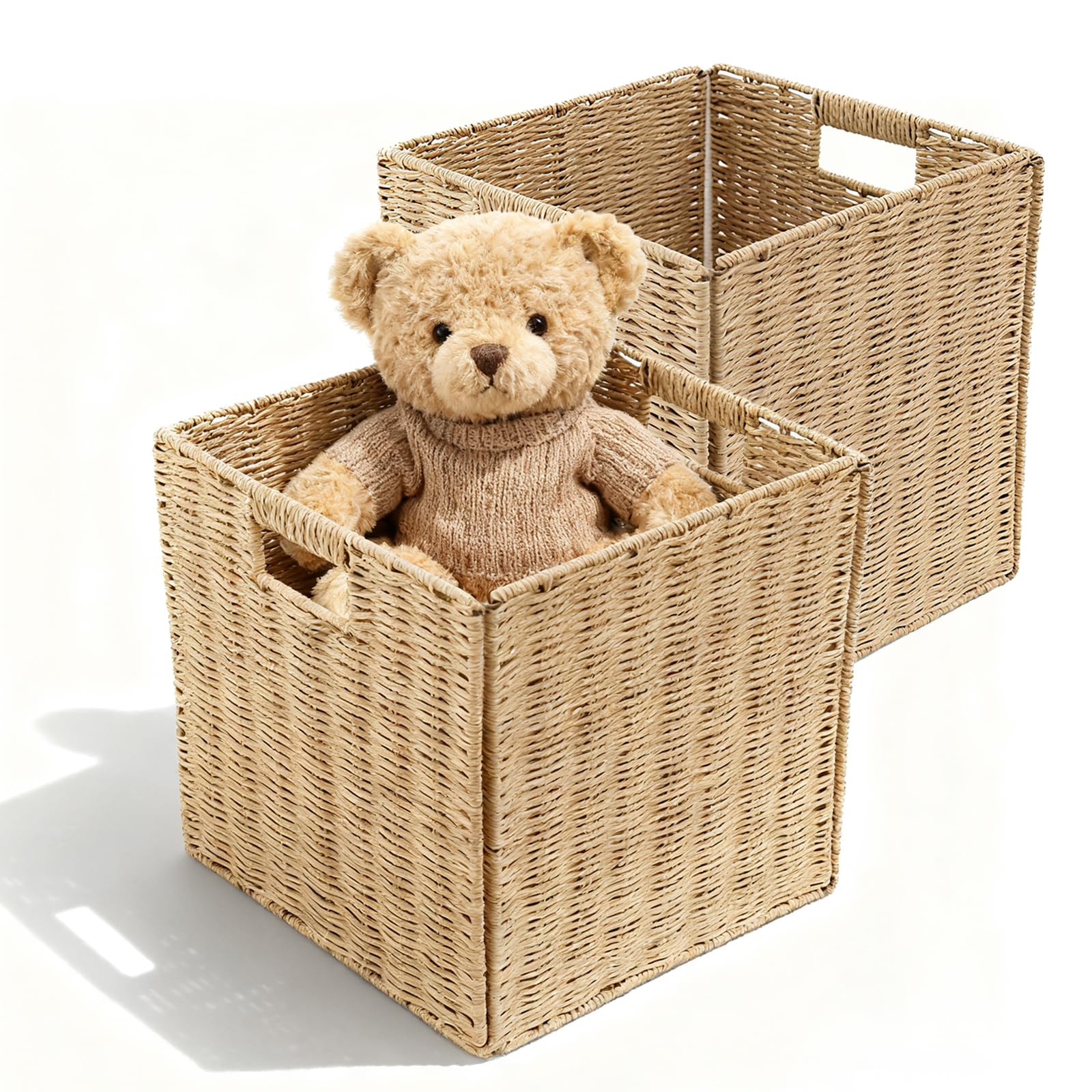 Cestini Portaoggetti Intrecciati in Giunco Marino - 2 Pezzi