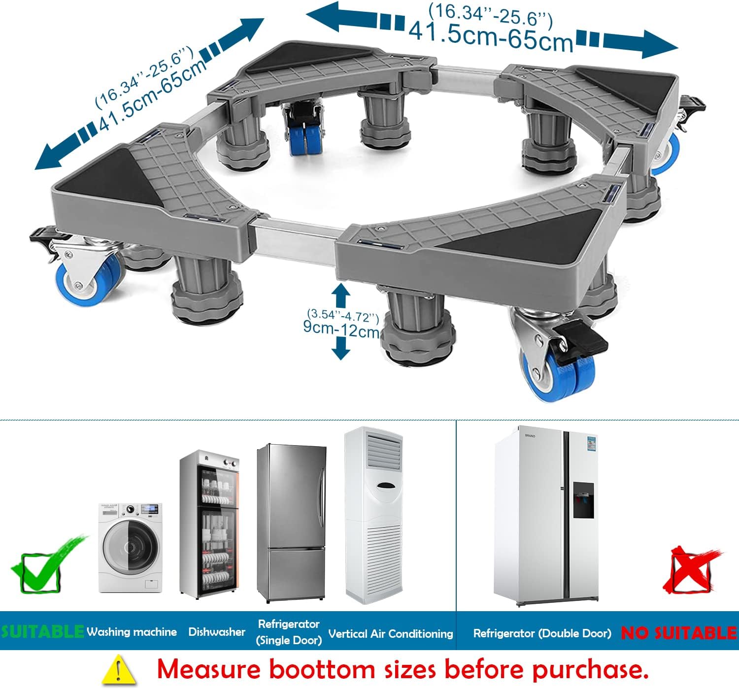 NIUXX Base Regolabile per Lavatrice con 8 Piedi + 4 Ruote - immagine 2