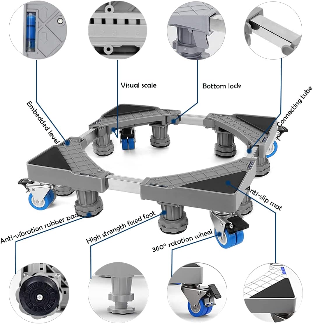 NIUXX Base Regolabile per Lavatrice con 8 Piedi + 4 Ruote - immagine 3