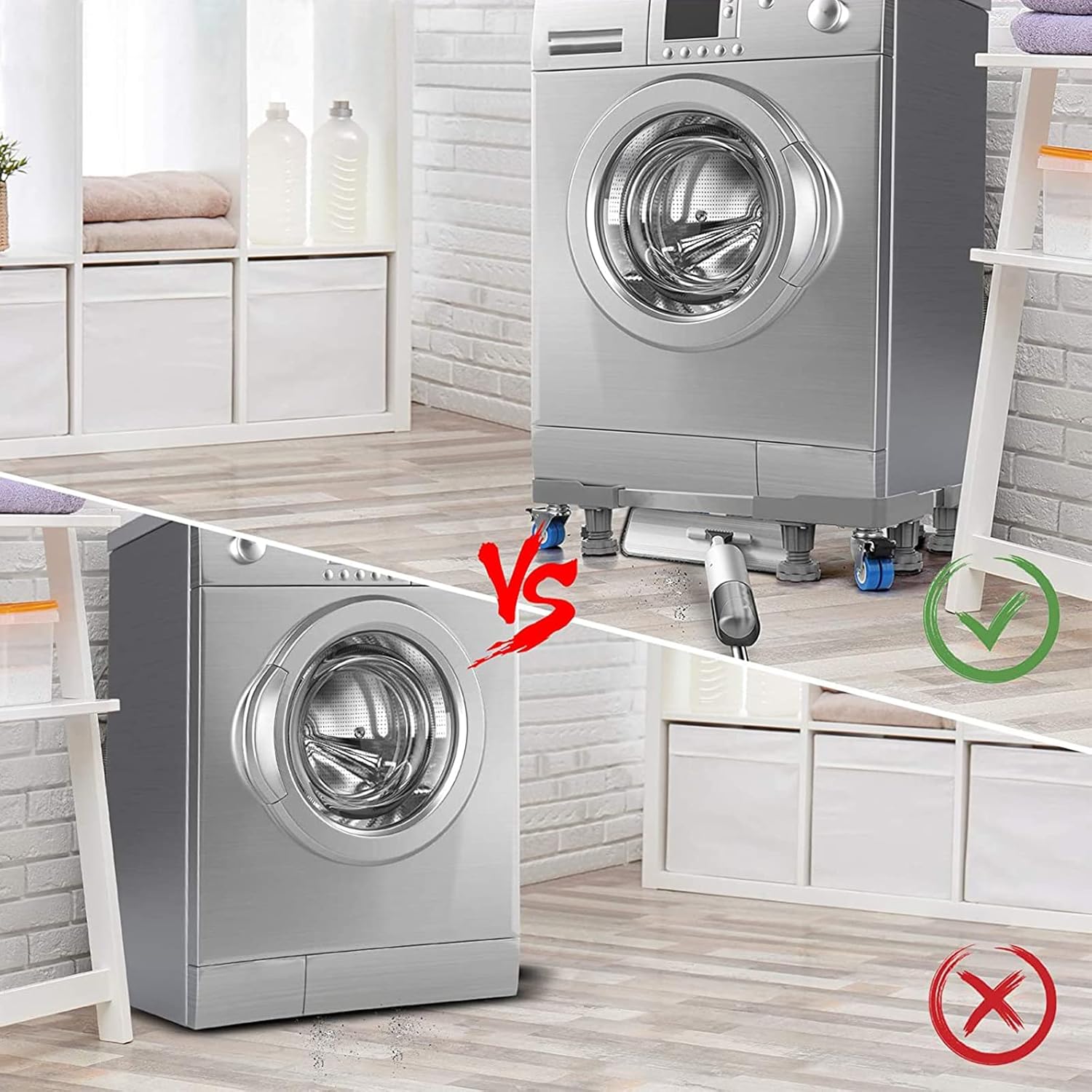 NIUXX Base Regolabile per Lavatrice con 8 Piedi + 4 Ruote - immagine 5