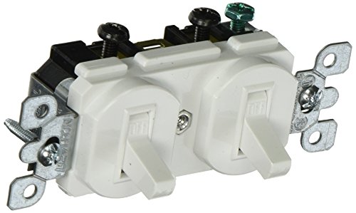Leviton 5334-W 20 Amp, 120/277 Volt, Duplex Stile Monopolare, Interruttore Combinato AC Monopolare, Grado Commerciale, Bianco