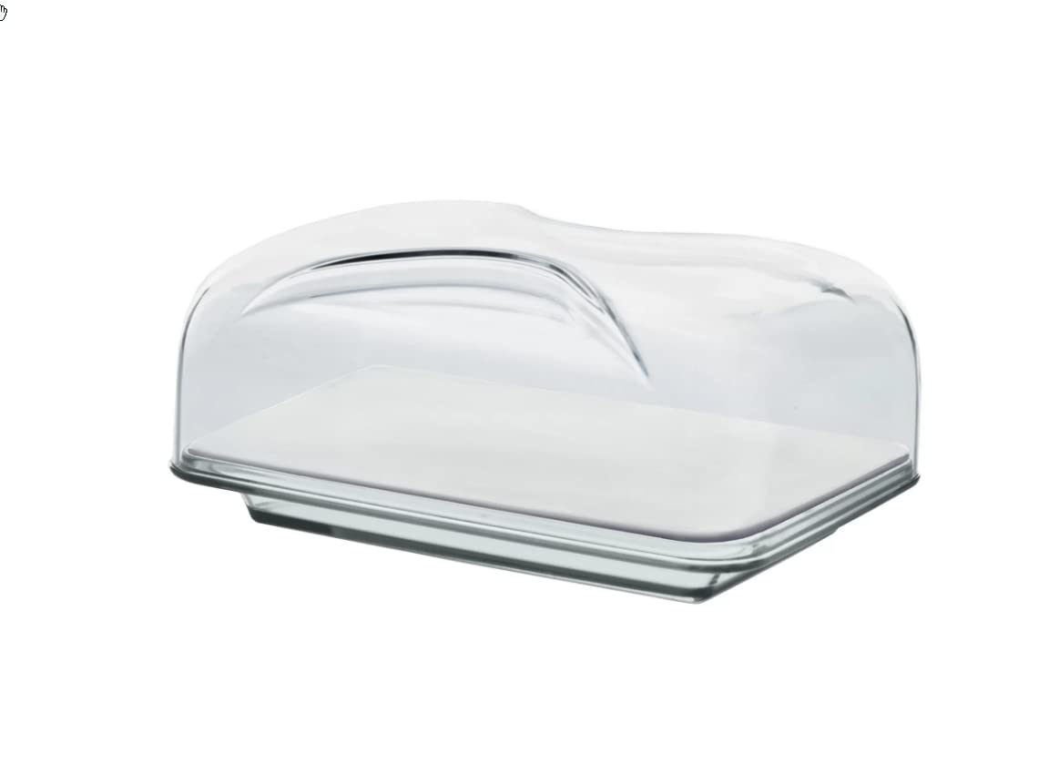 Guzzini Copriformaggio Rettangolare Gocce, Trasparente, 25.5 x 18 x h11.5 cm