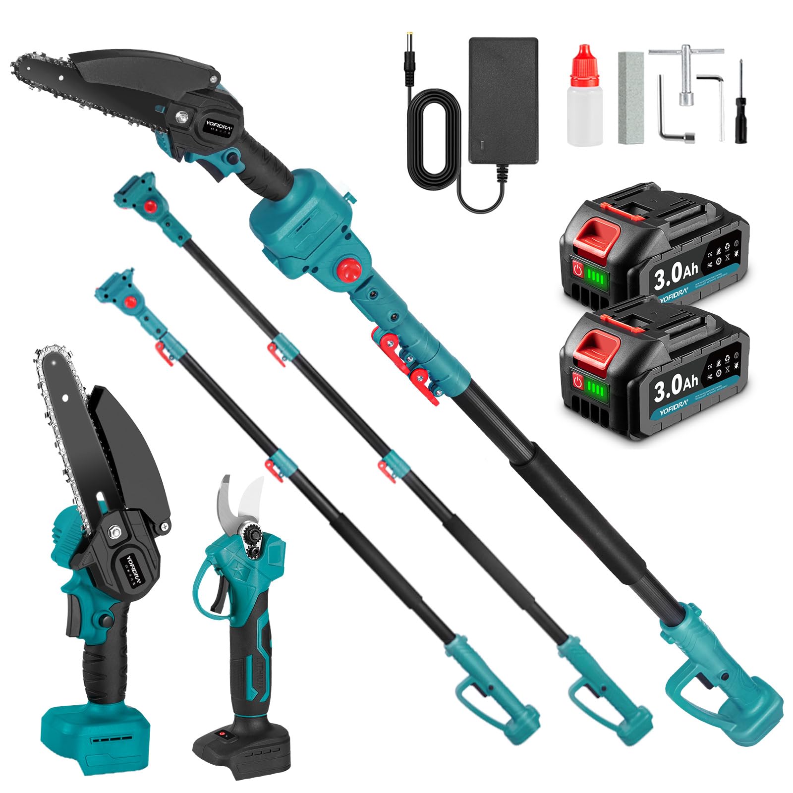 Yofidra Kit Motosega e Forbici 4-in-1 con 2 Batterie