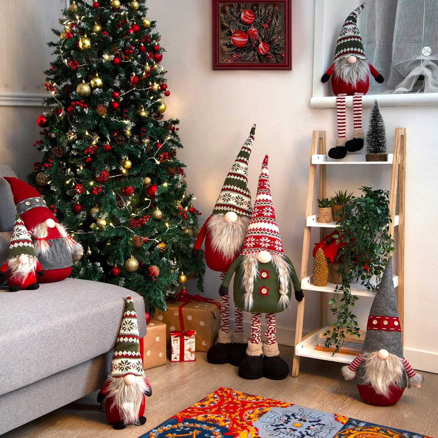 Excelsa Gnomo Natalizio Decorativo Rosso e Verde - immagine 5