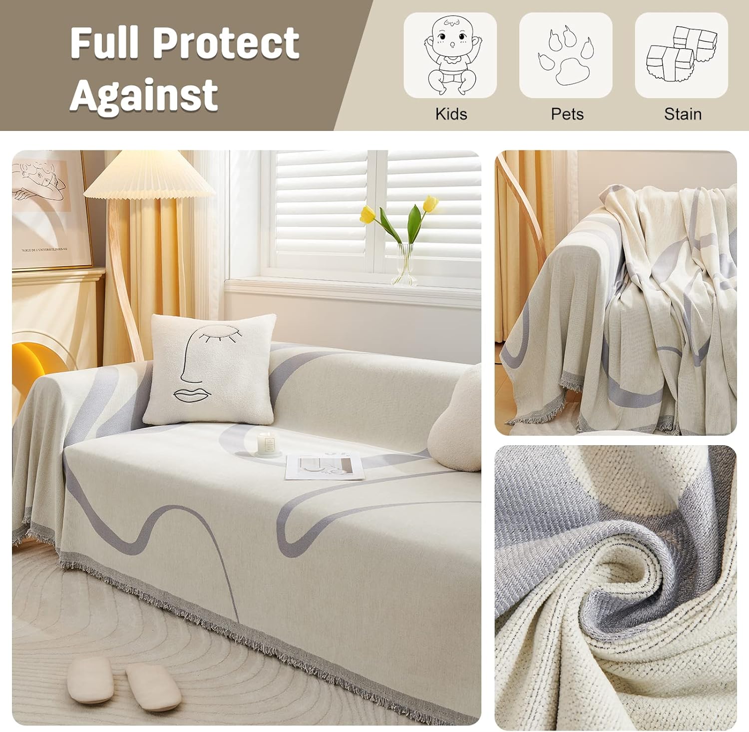 Copridivano Decorativo Universale con Nappe 180x280cm