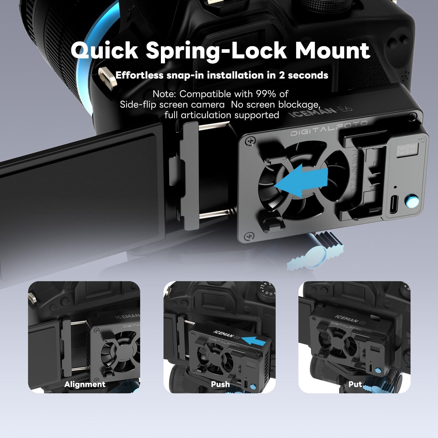 ICEMAN-E6 - Ventola di Raffreddamento per Fotocamera - immagine 4