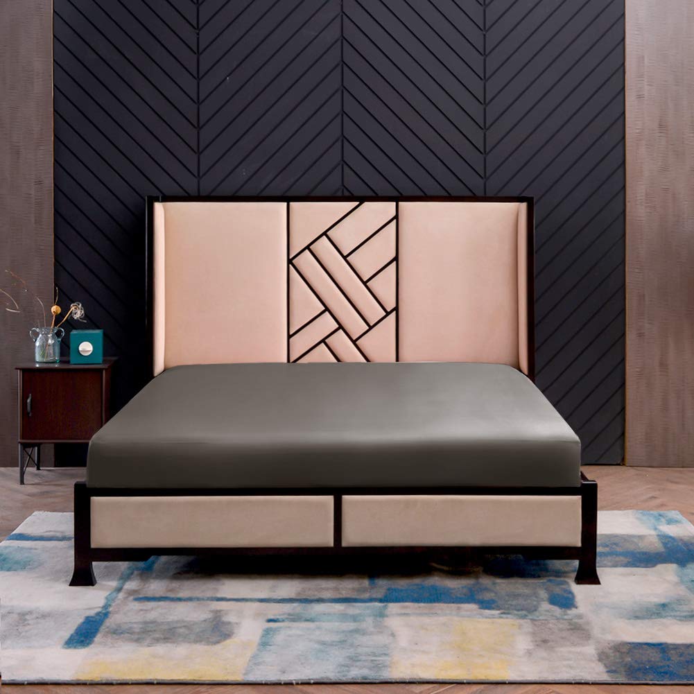 THXSILK - Lenzuolo con Angoli in Seta 19 Momme Carbone