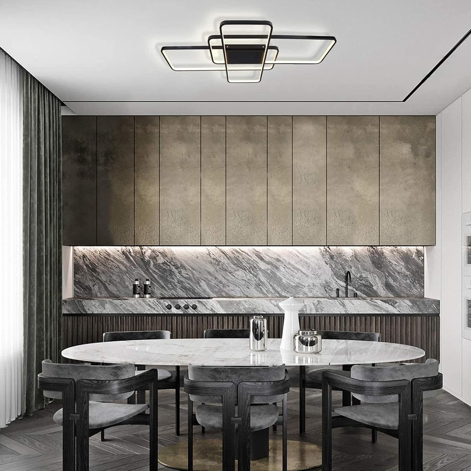 Deevin Plafoniera LED Dimmerabile Nera 140x80cm - immagine 7