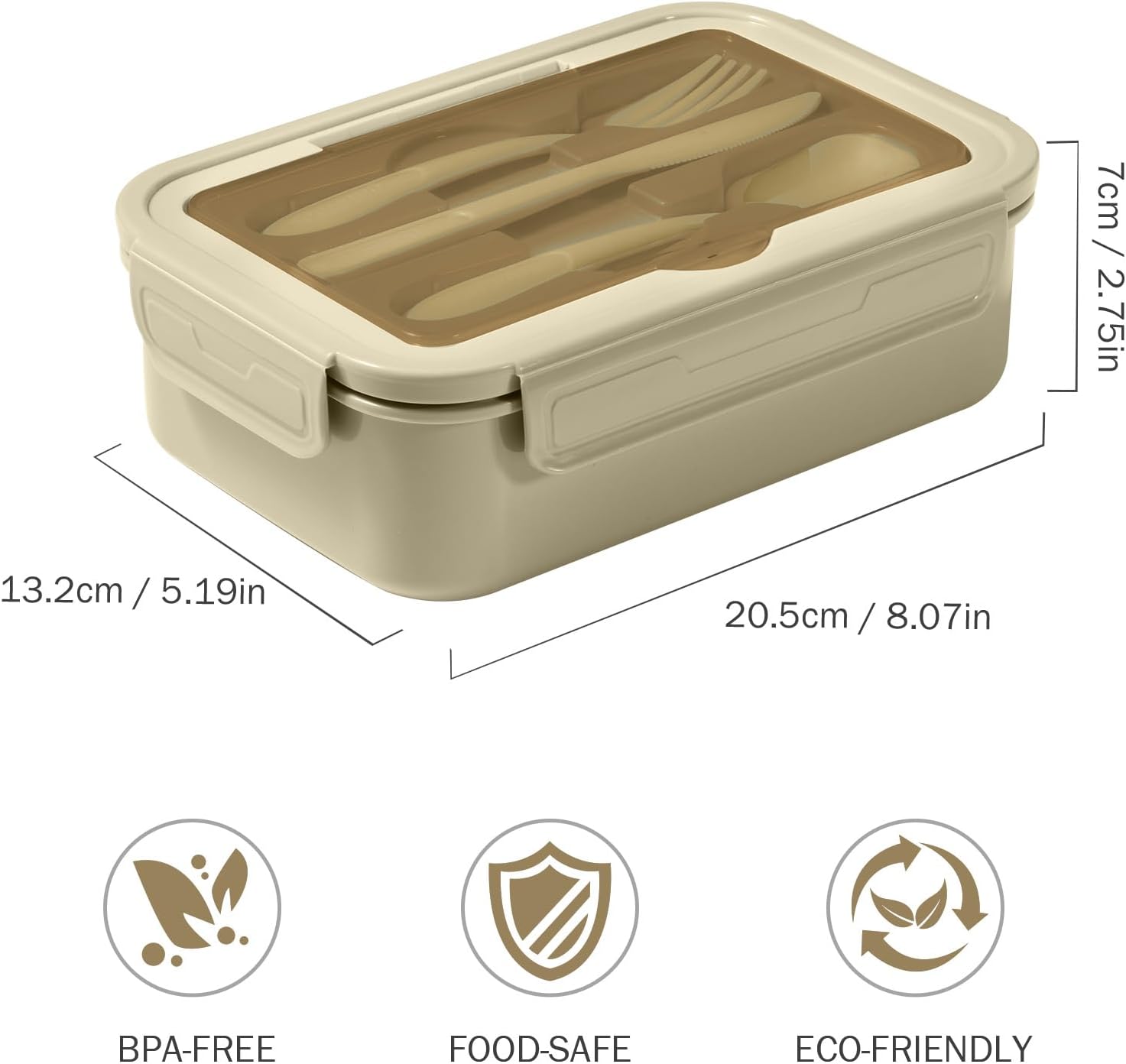 Diboniur Porta Pranzo 1400ml con Posate, Khaki - immagine 6