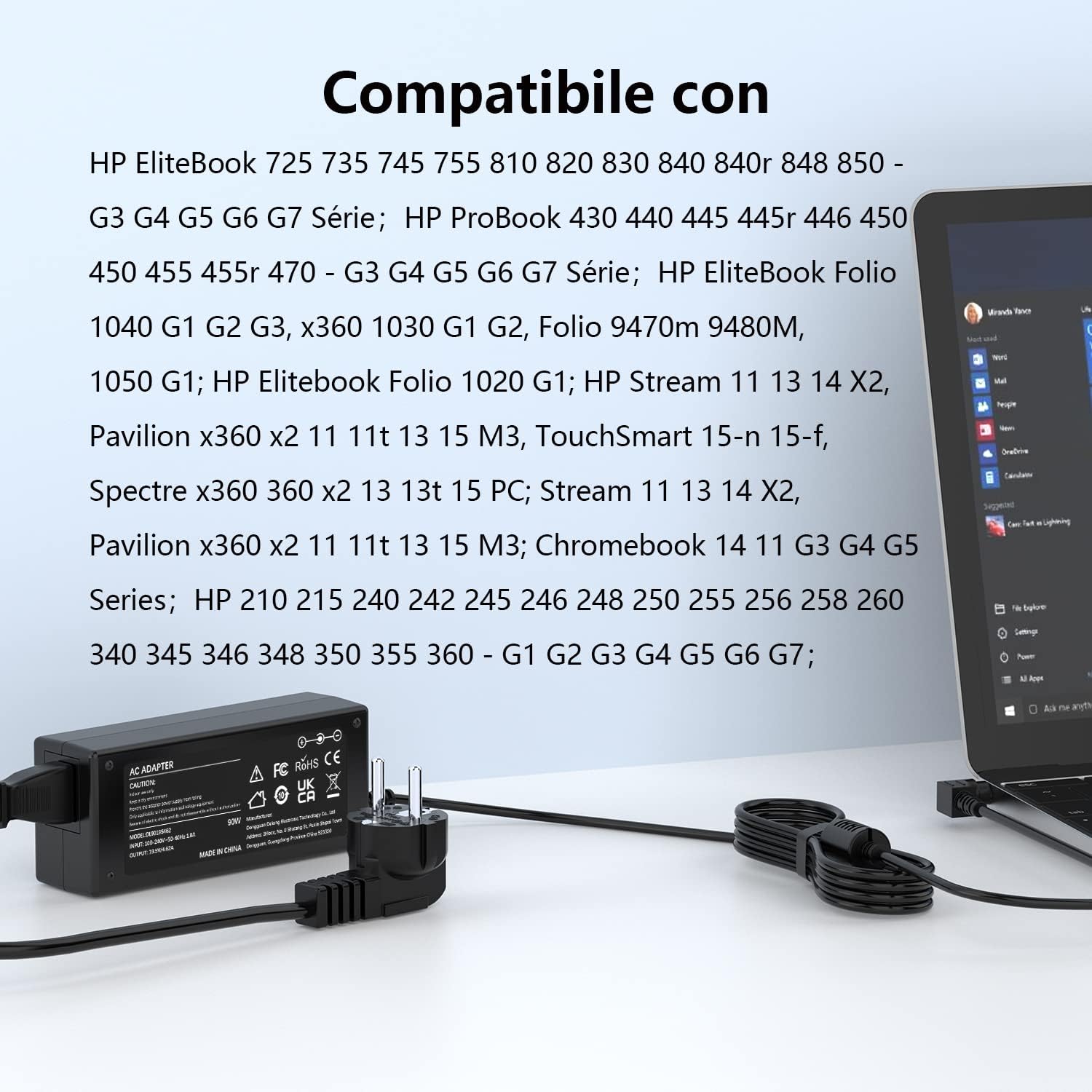 Caricatore HP Computer Portatile 90W 19.5V 4.62A - immagine 4