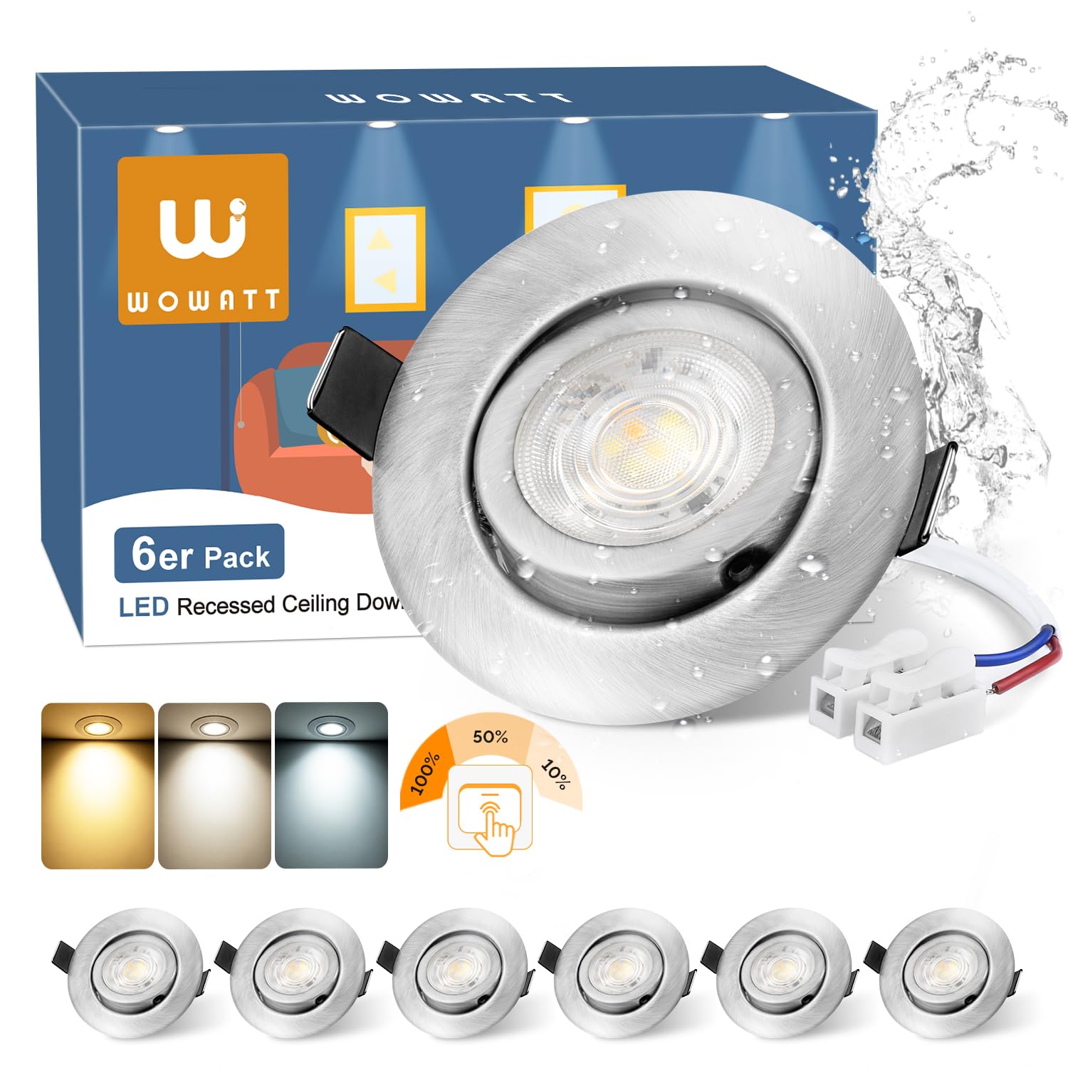 wowatt Faretti LED Incasso Dimmerabili 6W 640LM IP44