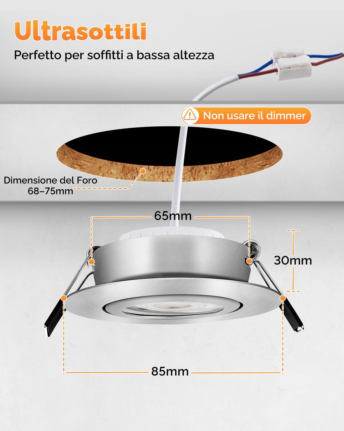 wowatt Faretti LED Incasso Dimmerabili 6W 640LM IP44 - immagine 5