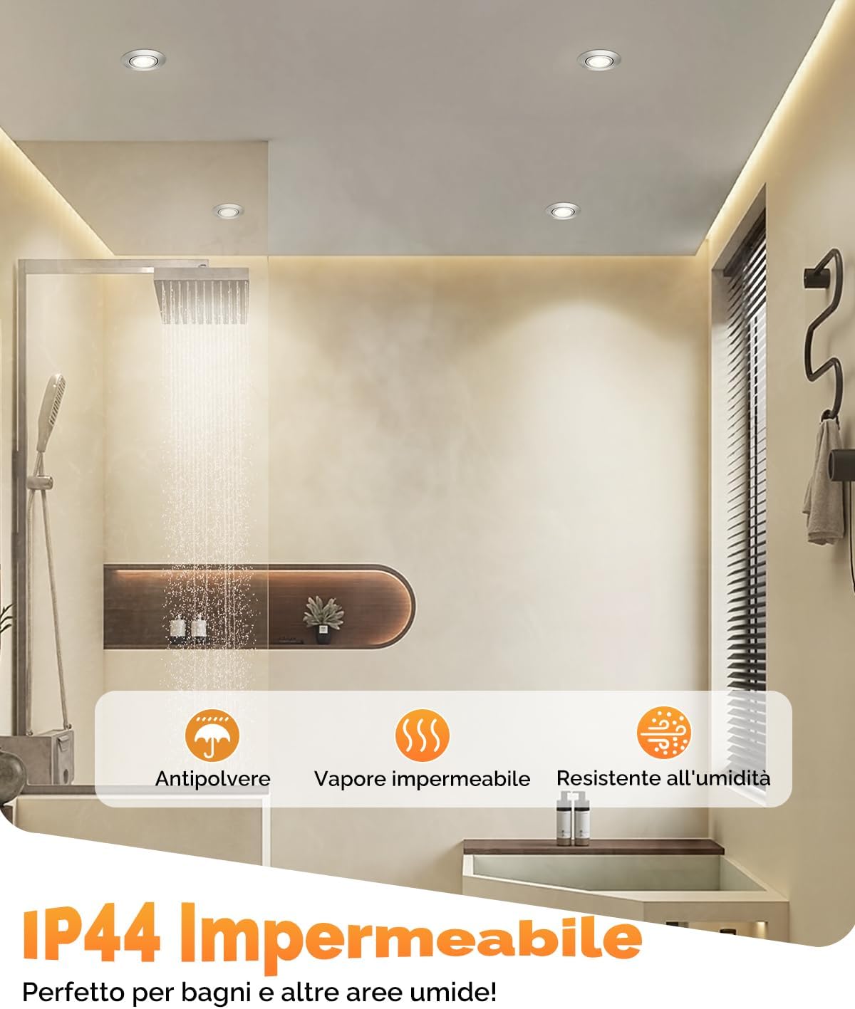 wowatt Faretti LED Incasso Dimmerabili 6W 640LM IP44 - immagine 6