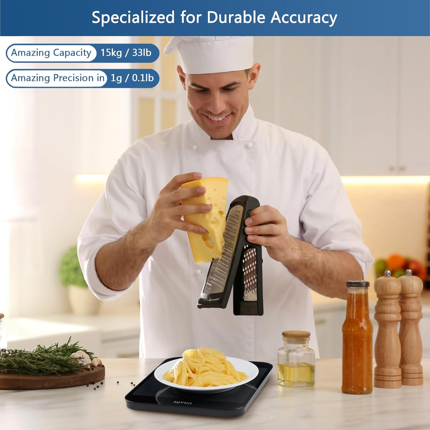 Vitafit Bilancia da Cucina Digitale 15kg, Nero - immagine 4