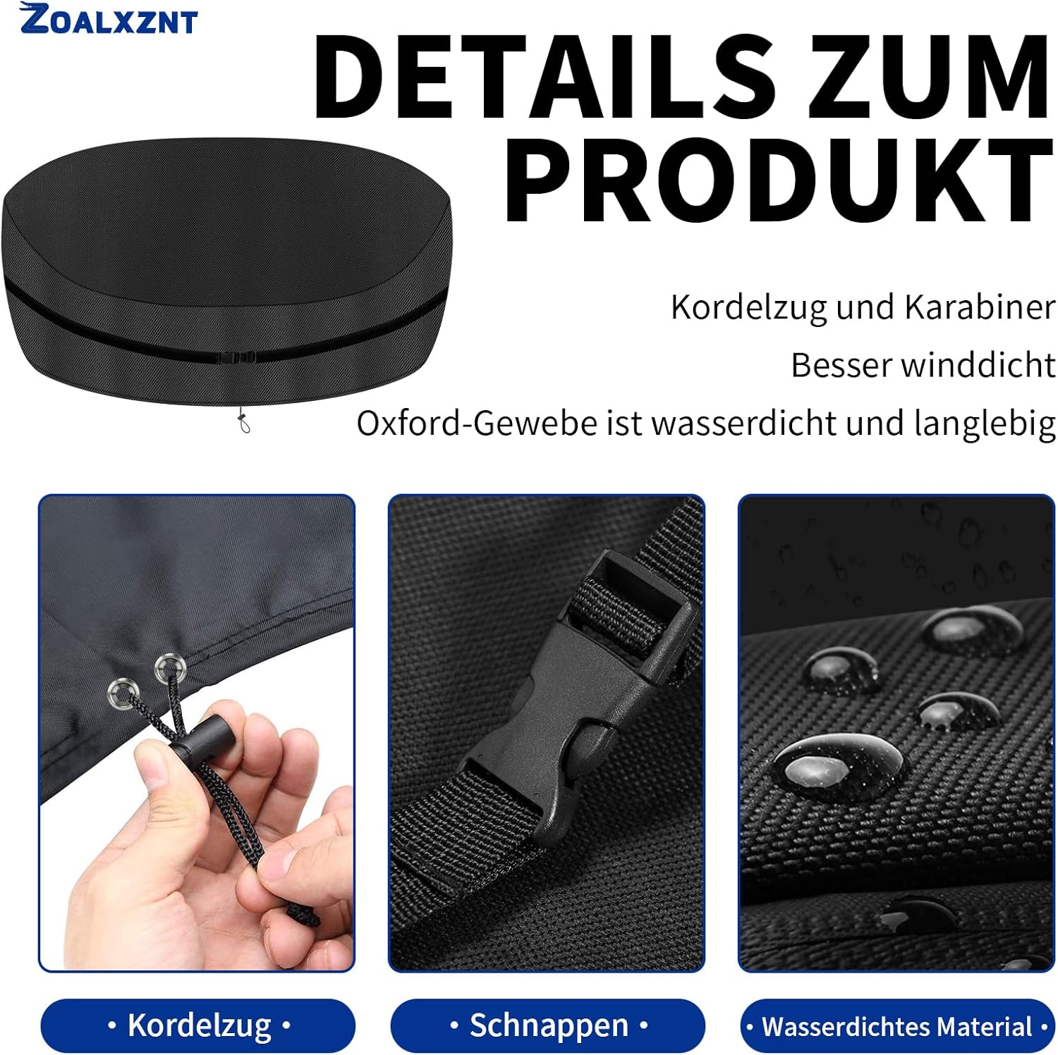 Copertura Isola Prendisole Ovale 420D Oxford, Nera - immagine 4