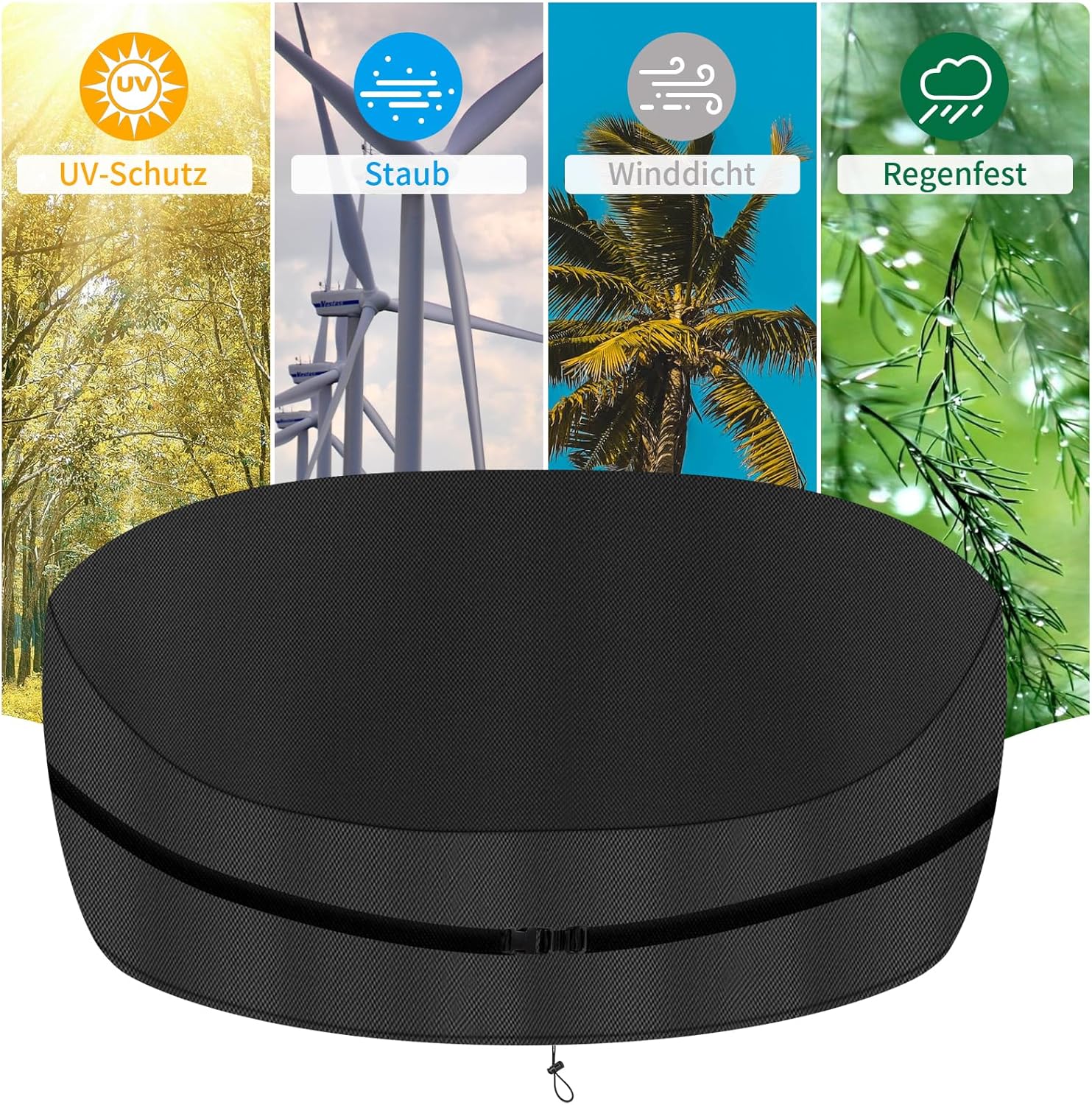 Copertura Isola Prendisole Ovale 420D Oxford, Nera - immagine 5