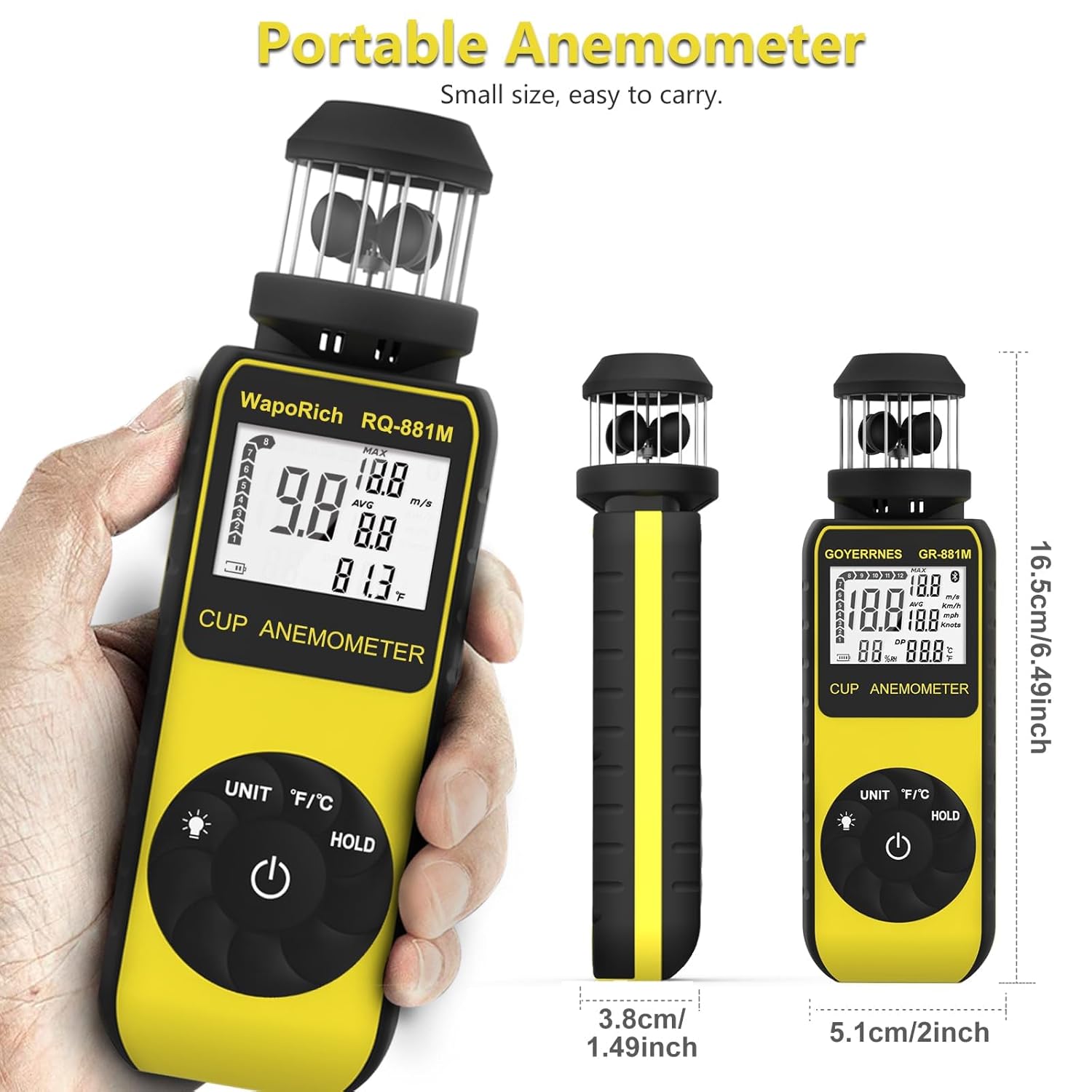 Goyerrnes Anemometro Digitale Portatile 881M - immagine 8
