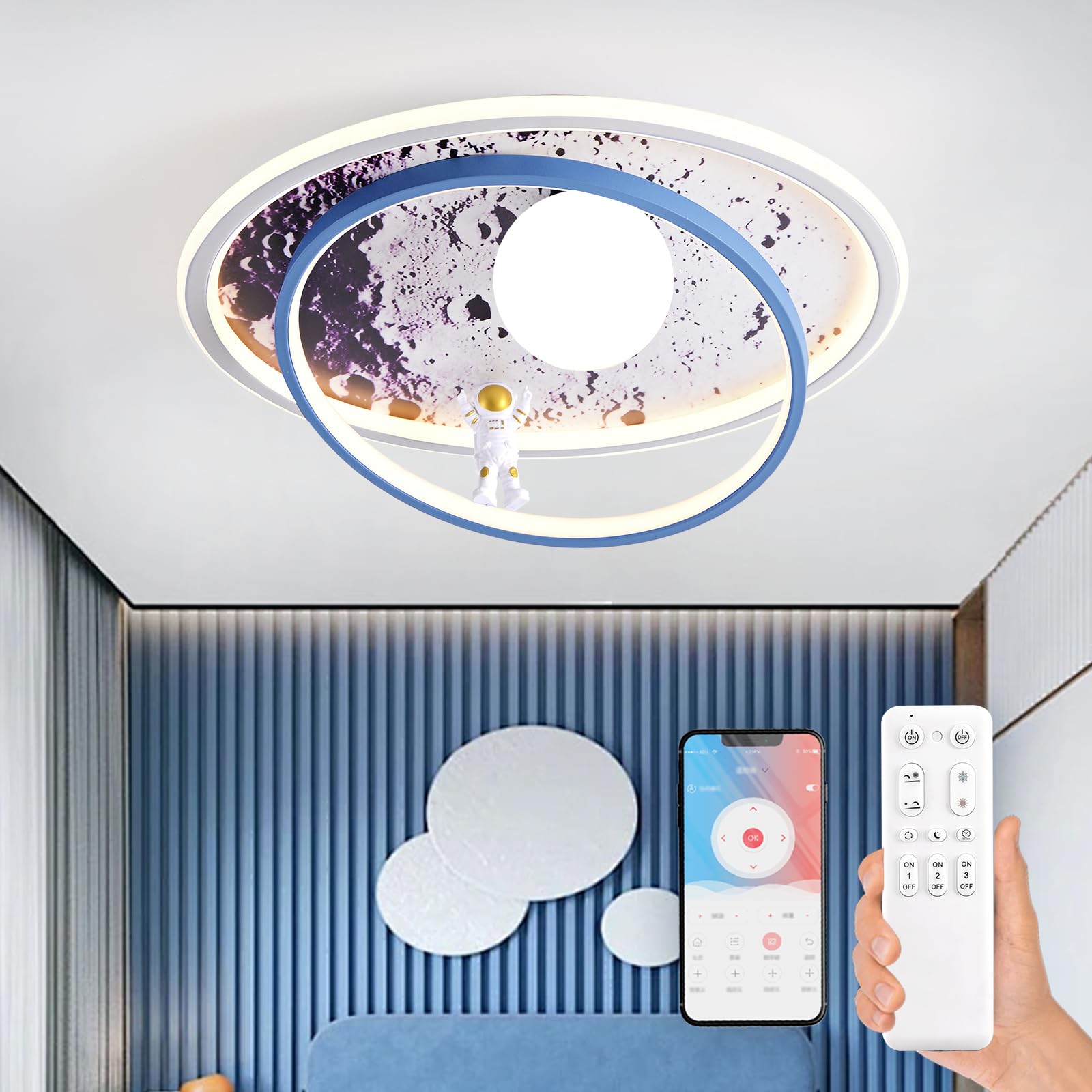 Ahxiaozn - Lámpara LED Techo Niños Astronauta 3D