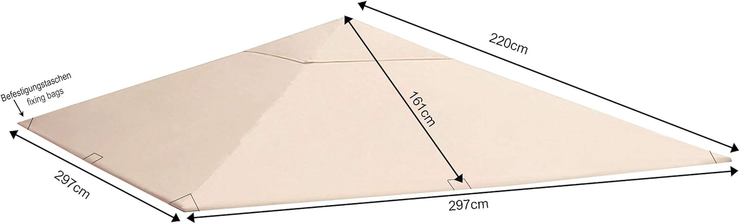 Quick Star Tetto di Ricambio per Gazebo 3x3m, Sabbia - immagine 2