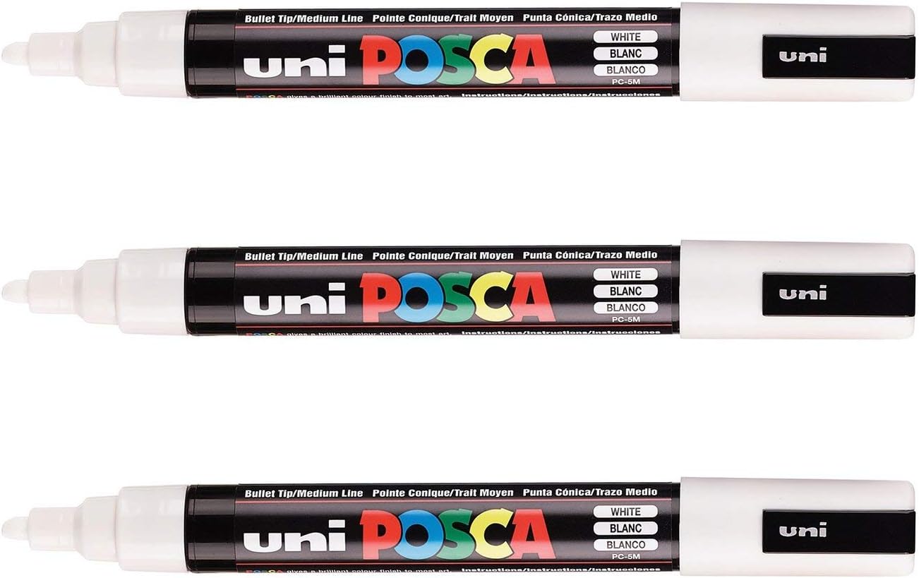Posca PC5M - 3 Pennarelli Bianchi Punta Media - immagine 1