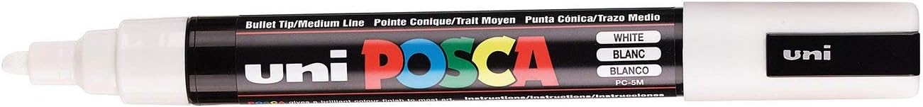 Posca PC5M - 3 Pennarelli Bianchi Punta Media - immagine 4