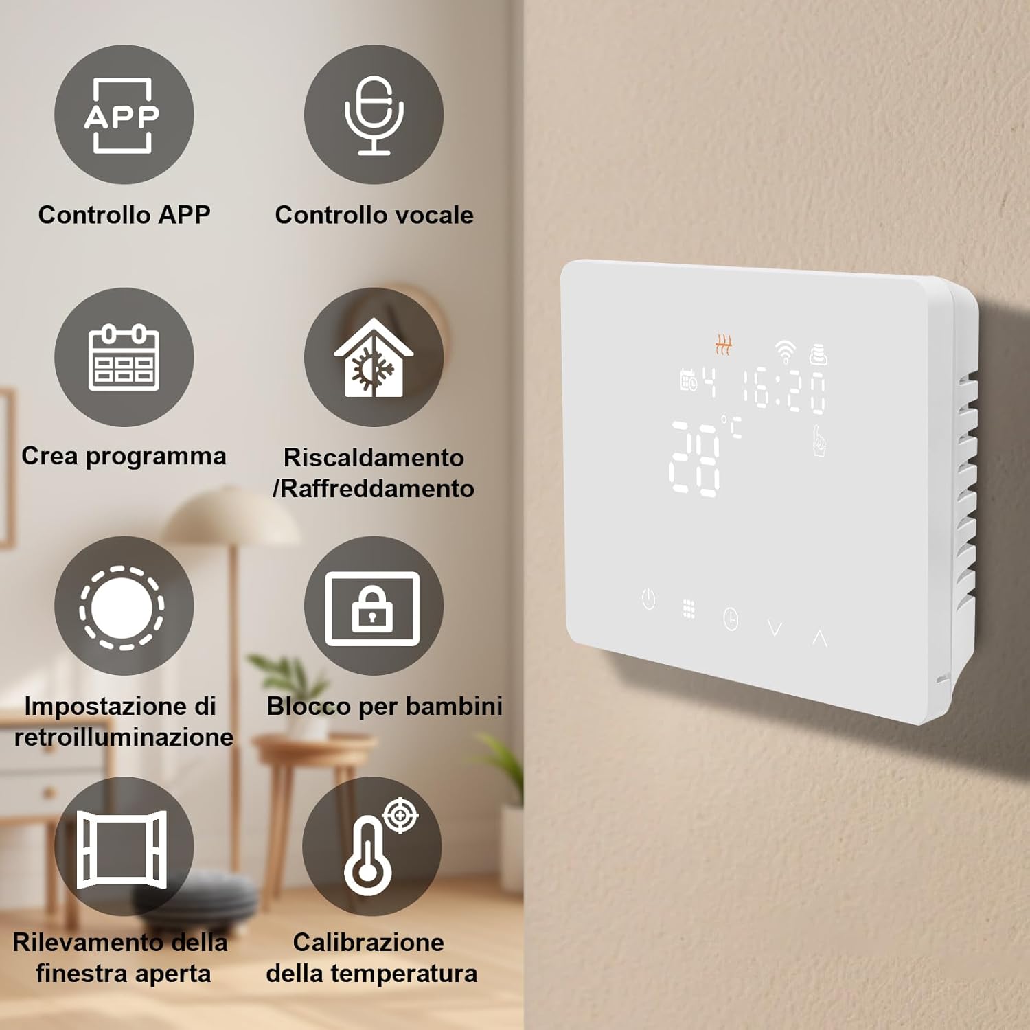 Ketotek Termostato Caldaia WiFi Programmabile 220V 5A - immagine 2