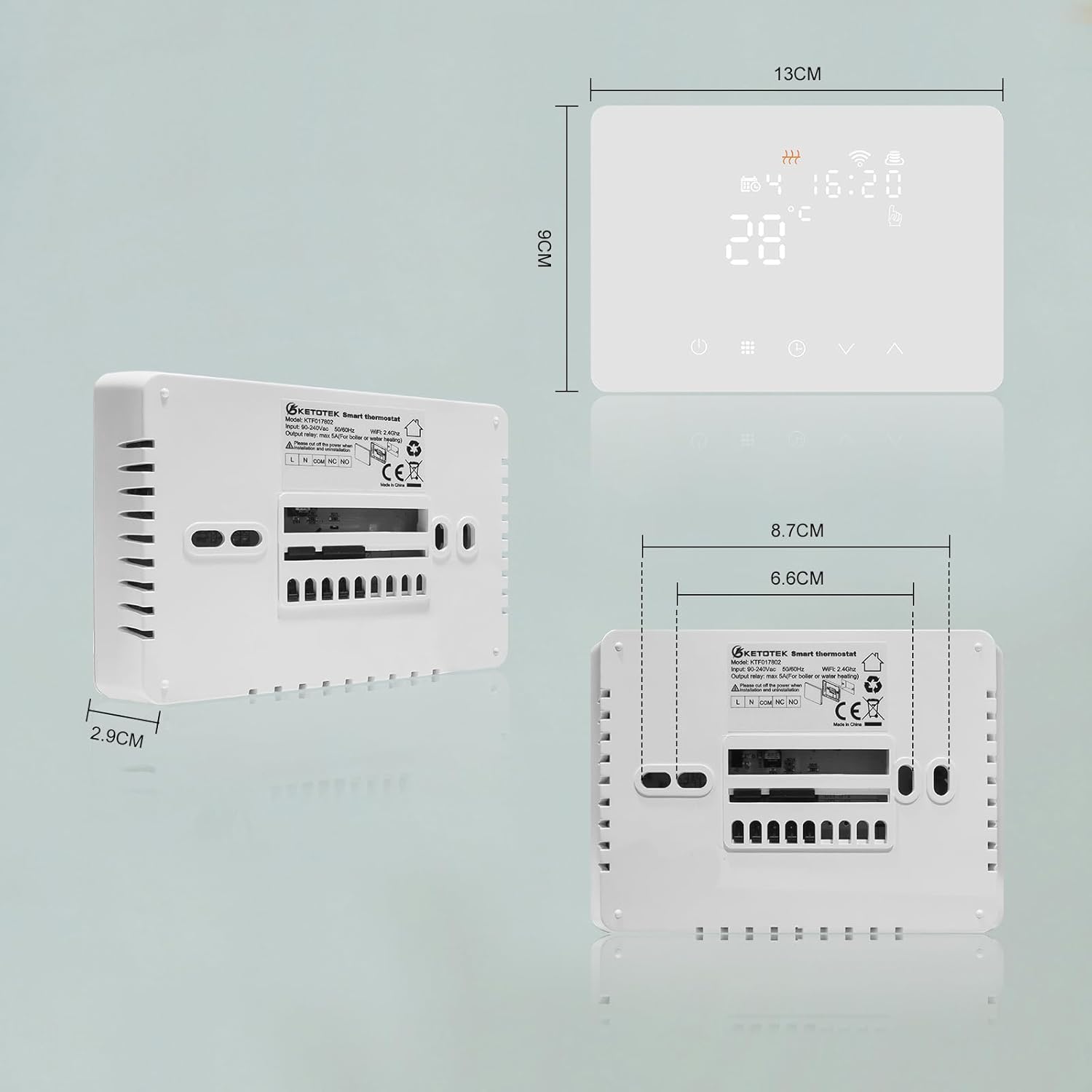 Ketotek Termostato Caldaia WiFi Programmabile 220V 5A - immagine 5