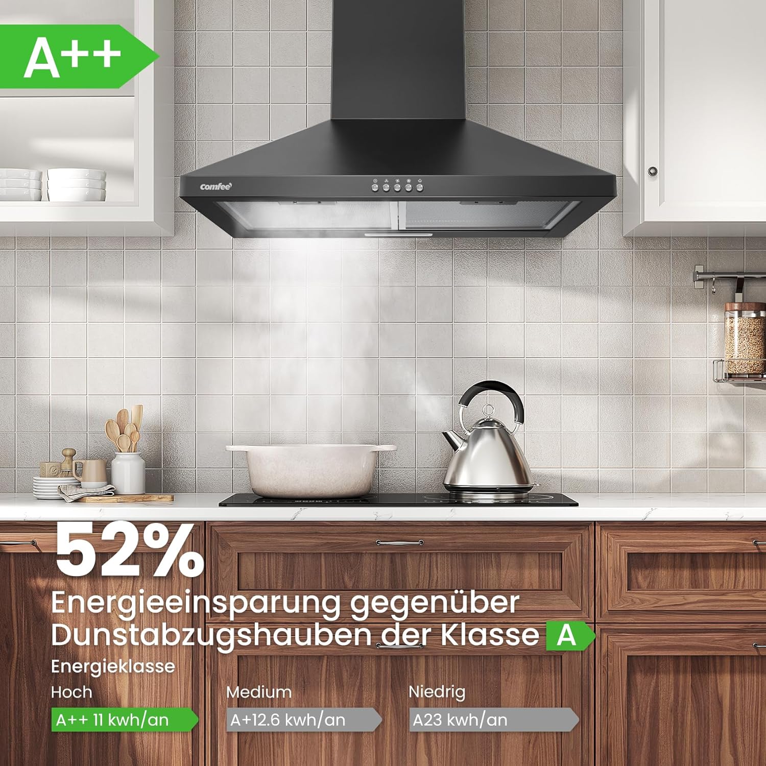 Comfee' CH60A17EM400B Cappa Aspirante 60cm, Nera - immagine 3