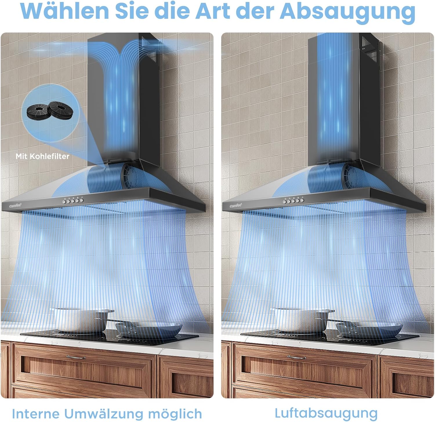 Comfee' CH60A17EM400B Cappa Aspirante 60cm, Nera - immagine 4