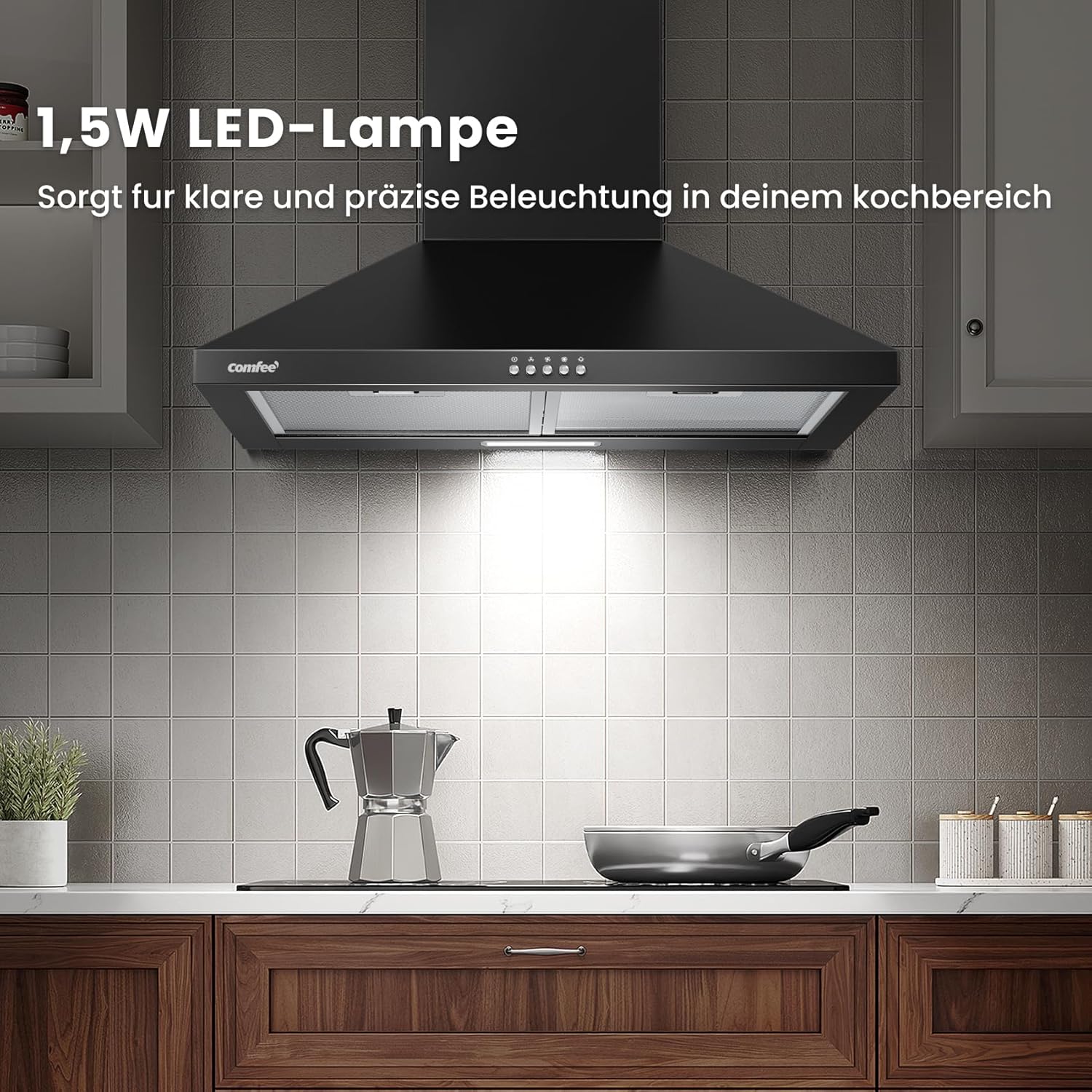 Comfee' CH60A17EM400B Cappa Aspirante 60cm, Nera - immagine 6