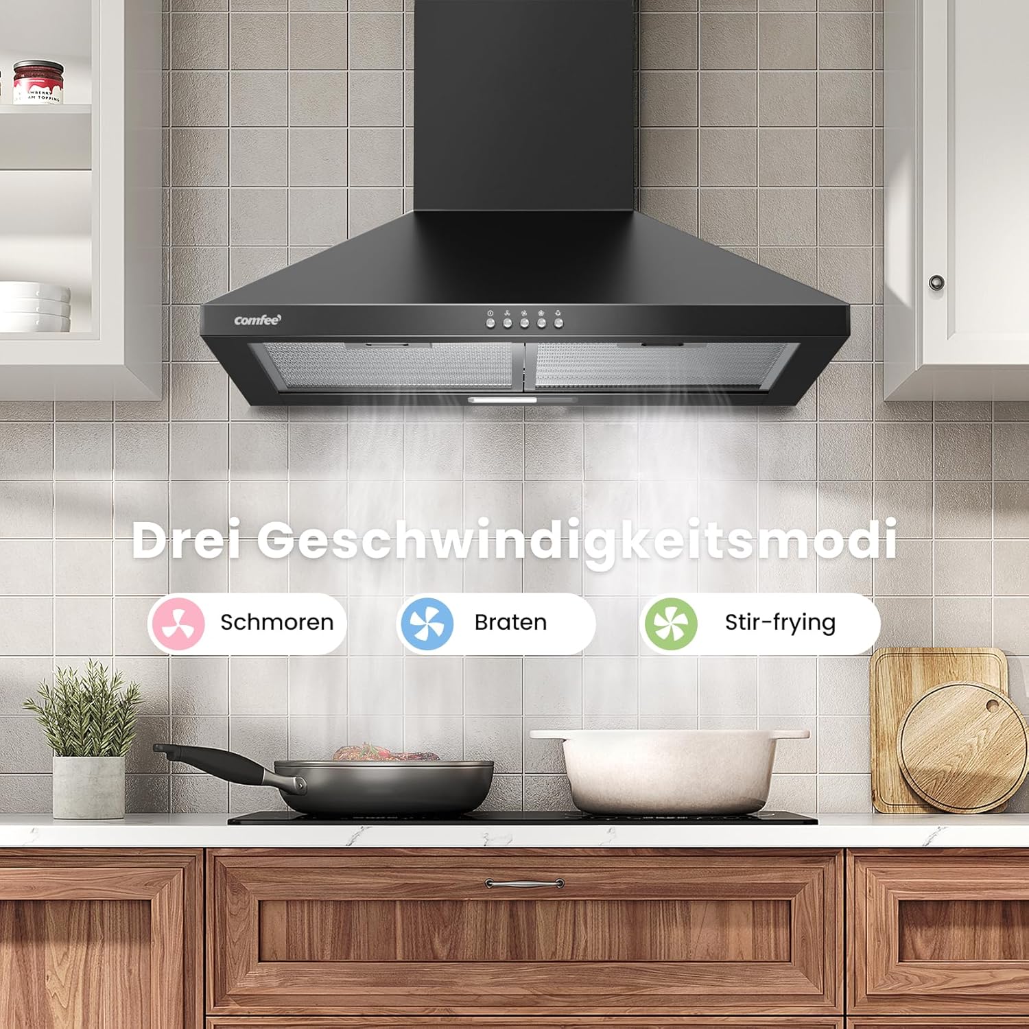 Comfee' CH60A17EM400B Cappa Aspirante 60cm, Nera - immagine 7