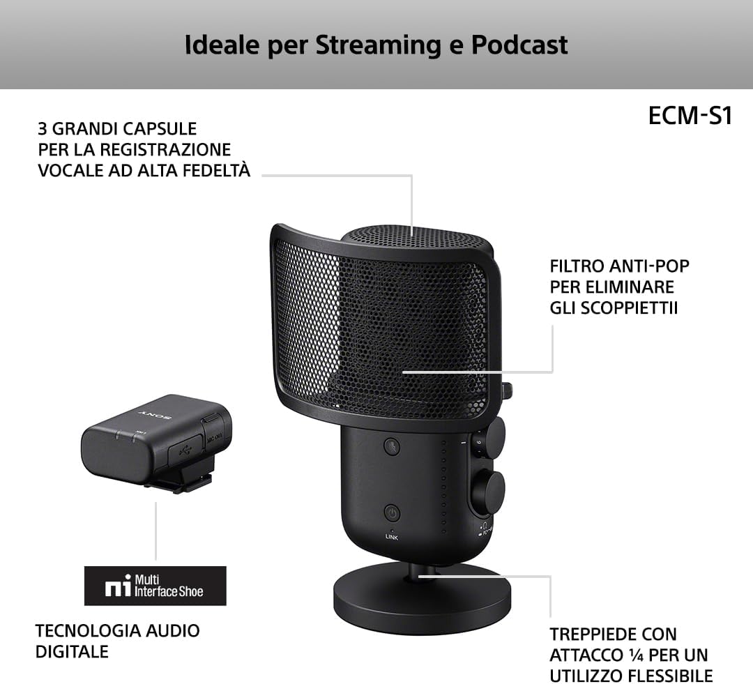 Sony Microfono per streaming wireless ECM-S1 di - immagine 3