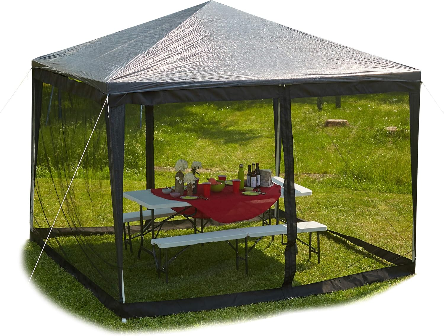Relaxdays Zanzariera per Gazebo 3x3m, 2 Pareti, Nero