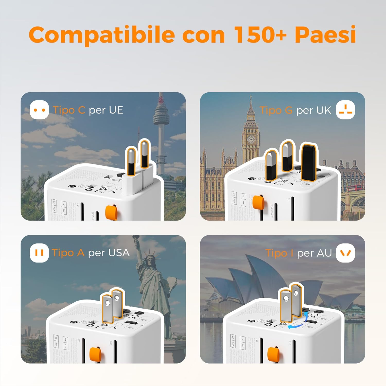 Tessan Adattatore Universale da Viaggio 15W Max - immagine 3